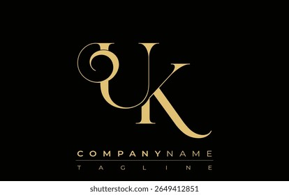 UK Abstract Creative Jewelry Logo. A stylish logo featuring golden monogram initials in an elegant and modern typography, perfect for branding