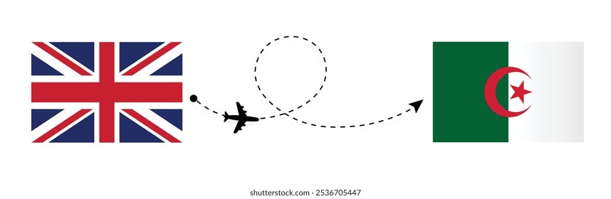 Reino Unido a Argelia concepto de viaje de vuelo . Londres a Argel Pasajeros que viajan en concepto de avión 