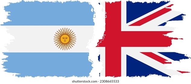 UK and Argentina grunge flags connection, vector