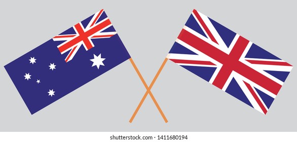 The UK and Australia. British and Australian flags