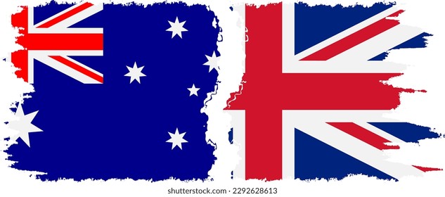 Conexión de banderas de grifo del Reino Unido y Australia, vector