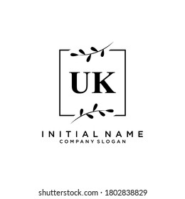 UK Beauty vector initial logo, handwriting logo of initial signature, wedding, fashion, jewerly, boutique, floral and botanical with creative template for any company or business.