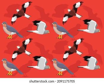 UK Bird of Prey Cartoon Seamless Wallpaper Background