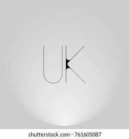 UK Black thin minimalist LOGO Design with Highlight on Gray background.