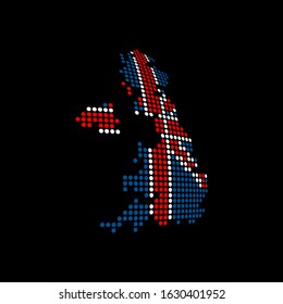 UK blank map vector . UK digital map template . UK silhouette . black UK map . Colorful map of United Kingdom . United Kingdom national flag . great britain flag maps sphere dots globe surface