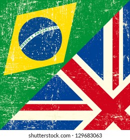 Britische und brasilianische Grunge-Flagge