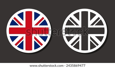 UK British flag sticker isolated concept. Vector graphic design illustration