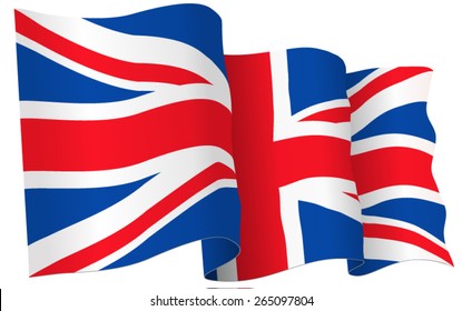 UK British flag waving - vector illustration isolated on white 