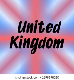 Letras dibujadas a mano con pincel en el Reino Unido con bandera. Modelos británicos de diseño para tarjetas de felicitación, sobreimpresiones, carteles
