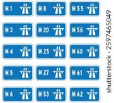 UK busiest motorway signs, blue highway signage