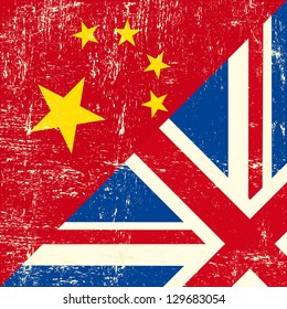 Bandera gruesa del Reino Unido y China
