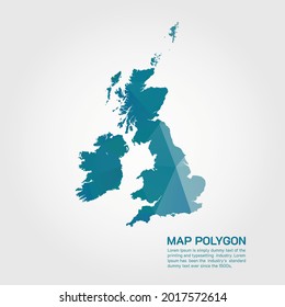 Uk Counties Map Abstract geometric rumpled triangular low poly style gradient graphic on white background