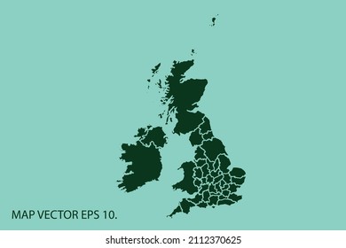 Uk Counties map High Detailed on white background. Abstract design vector illustration eps 10