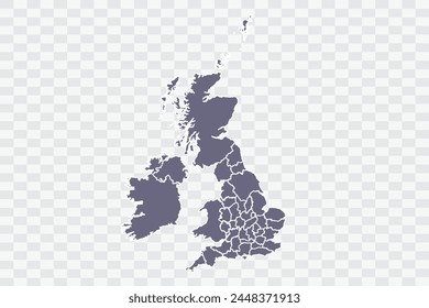 Uk Counties Map pewter Color on White Background quality files Png