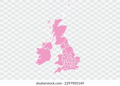 Uk Counties Map pink Color Background quality files png