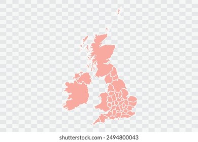 Uk Counties Map salmon Color Background quality files png