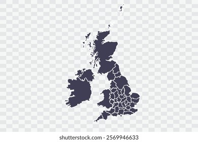 Uk Counties Map Slate Color on White Background quality files Png