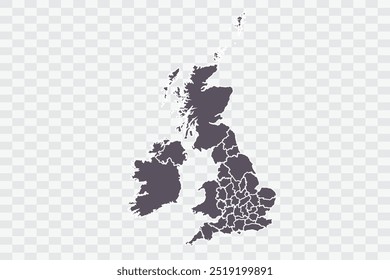 Condados del Reino Unido Mapa Smoke Color sobre fondo blanco archivos de calidad Png