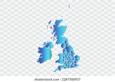 Uk Counties Map teal blue Color Background quality files png