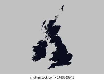 Uk Counties map vector,Not isolated blue color on gray background