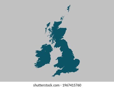 Uk Counties map vector,Not isolated ocean blue color on gray background