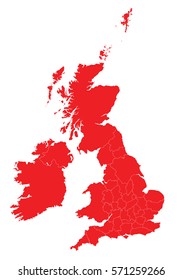 Uk Counties Red Map