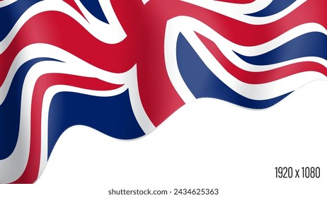 UK country flag realistic independence day background. British commonwealth banner in motion waving, fluttering in wind. Festive patriotic HD format template for independence day