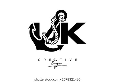 Reino Unido creativo Monogram Latter Logo con ancla y diseño de cuerda