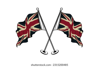 UK cross flag waving in pole vector