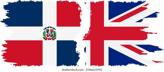 UK and Dominican Republic grunge flags connection, vector