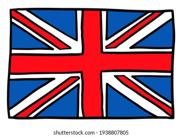 UK doodle flag United Kingdom sketch. Vector illustration