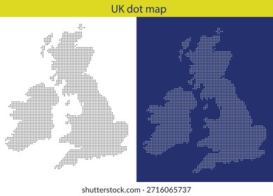 Ilustración de mapa de puntos del Reino Unido con dos opciones de color