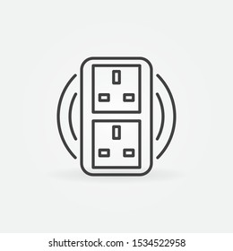 UK Double smart socket vector concept icon or symbol in outline style