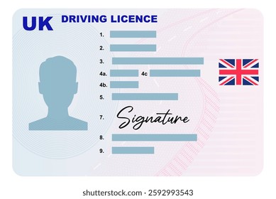 UK driving licence illustration isolated on white background.