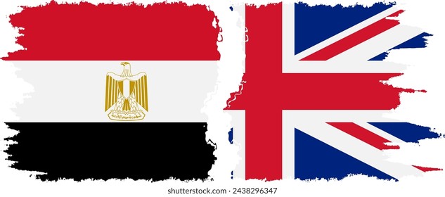 UK and Egypt grunge flags connection, vector