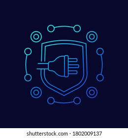 Elektrostecker mit Schildlinie, Vektorsymbol