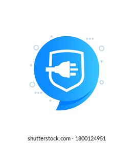 uk electric plug with shield vector icon