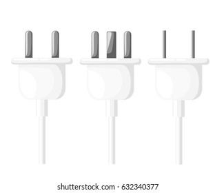 Uk electric plug and usa plug vector illustration black electric plug icon on white background.