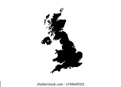 Mapa del Reino Unido o Inglaterra con tono gris sobre fondo blanco, ilustración,texturizado , Símbolos del Reino Unido o de Inglaterra,	ilustración vectorial