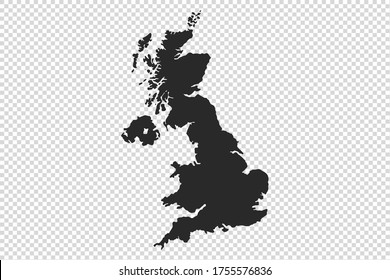 UK or England map with gray tone on  png or transparent  background,illustration,textured , Symbols of UK or England,	vector illustration