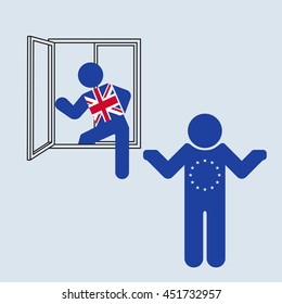 UK exit from the EU. a referendum in Britain. political caricature. vector illustration on gray background