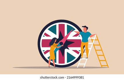 Uk finance growth and parliament strategy politics to europe. Government compass direction vector illustration concept. Market economic and invest to trade. Business arrow benefit and country deal