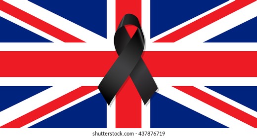 UK flag with black ribbon vector