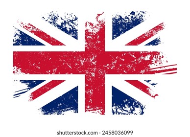 Bandera del Reino Unido, bandera británica con efecto grunge, efecto de destrucción, jota de unión	