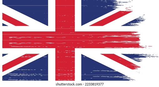 UK flag with brush paint textured isolated  on png or transparent  background,Symbols of United Kingdom,Great Britain , template for banner,card,advertising ,promote,ads, web design, magazine,vector