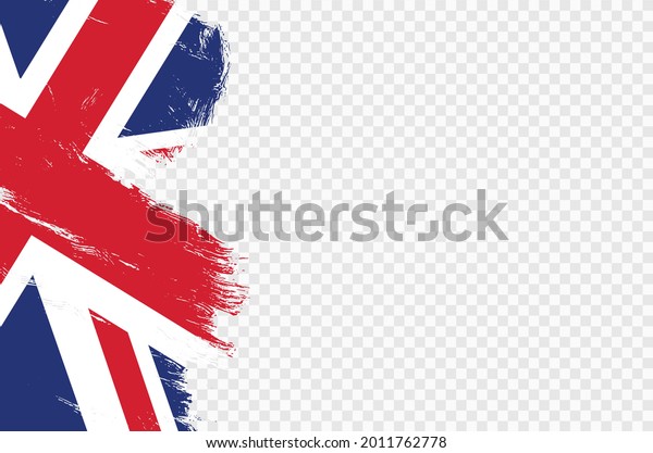 UK flag with brush paint textured\
isolated  on png or transparent  background,Symbols of United\
Kingdom,Great Britain , template for banner,card,advertising\
,promote,ads, web design,\
magazine,vector