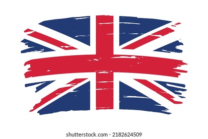 UK flag in brush stroke background.