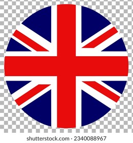 UK flag button round circle png isolated on transparent background. High resolution vector illustration svg