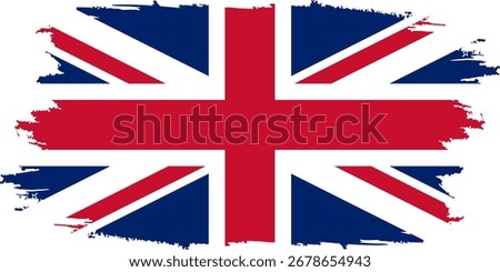 uk flag with grunge style or brush stroke effect. isolated on transparent background.eps