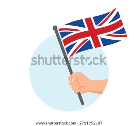 UK flag in hand icon set, British national flag icons, flag of United Kingdom - Union Jack